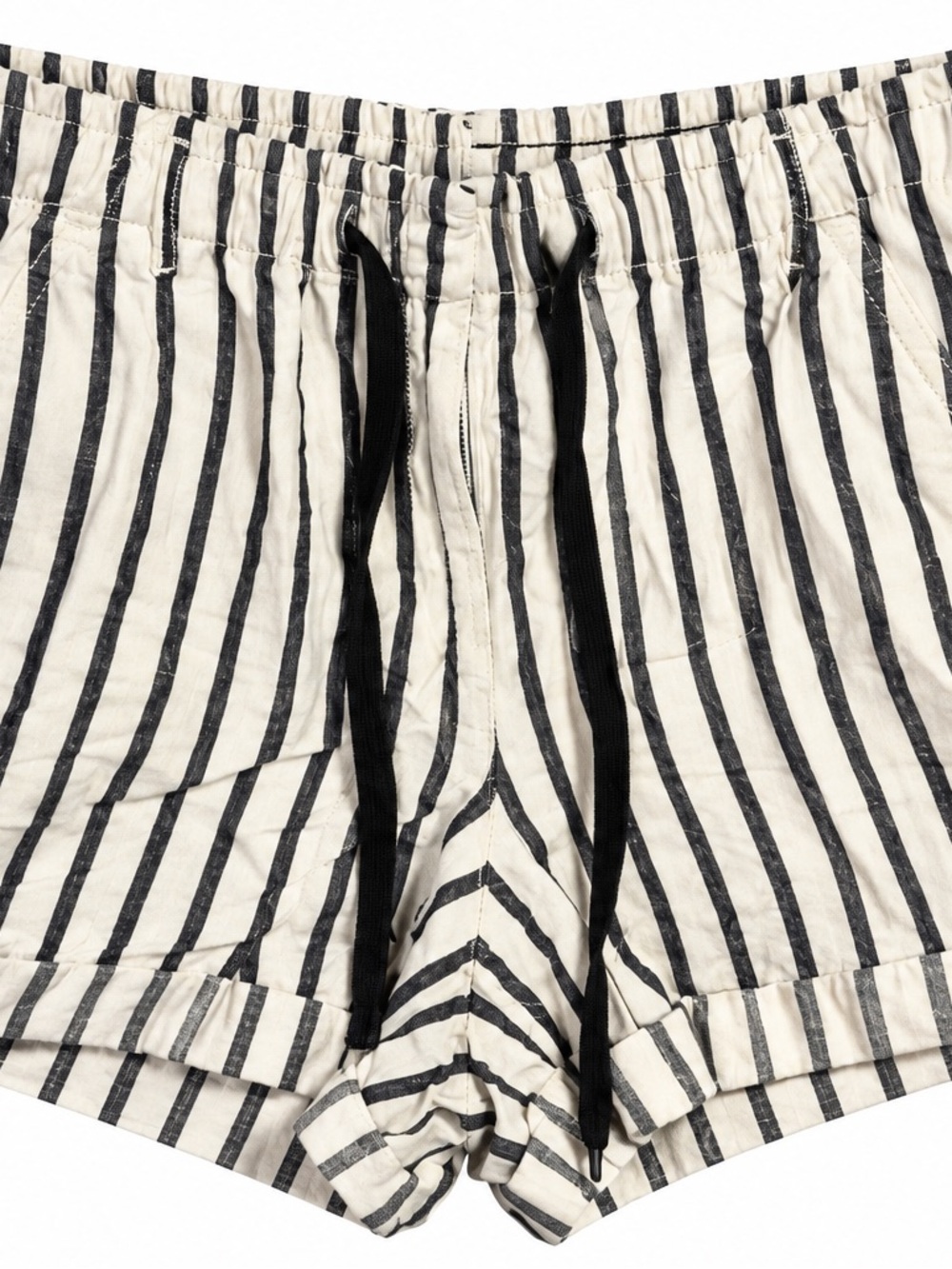 Lou & Grey Black & Cream Striped Drawstring Athletic Shorts